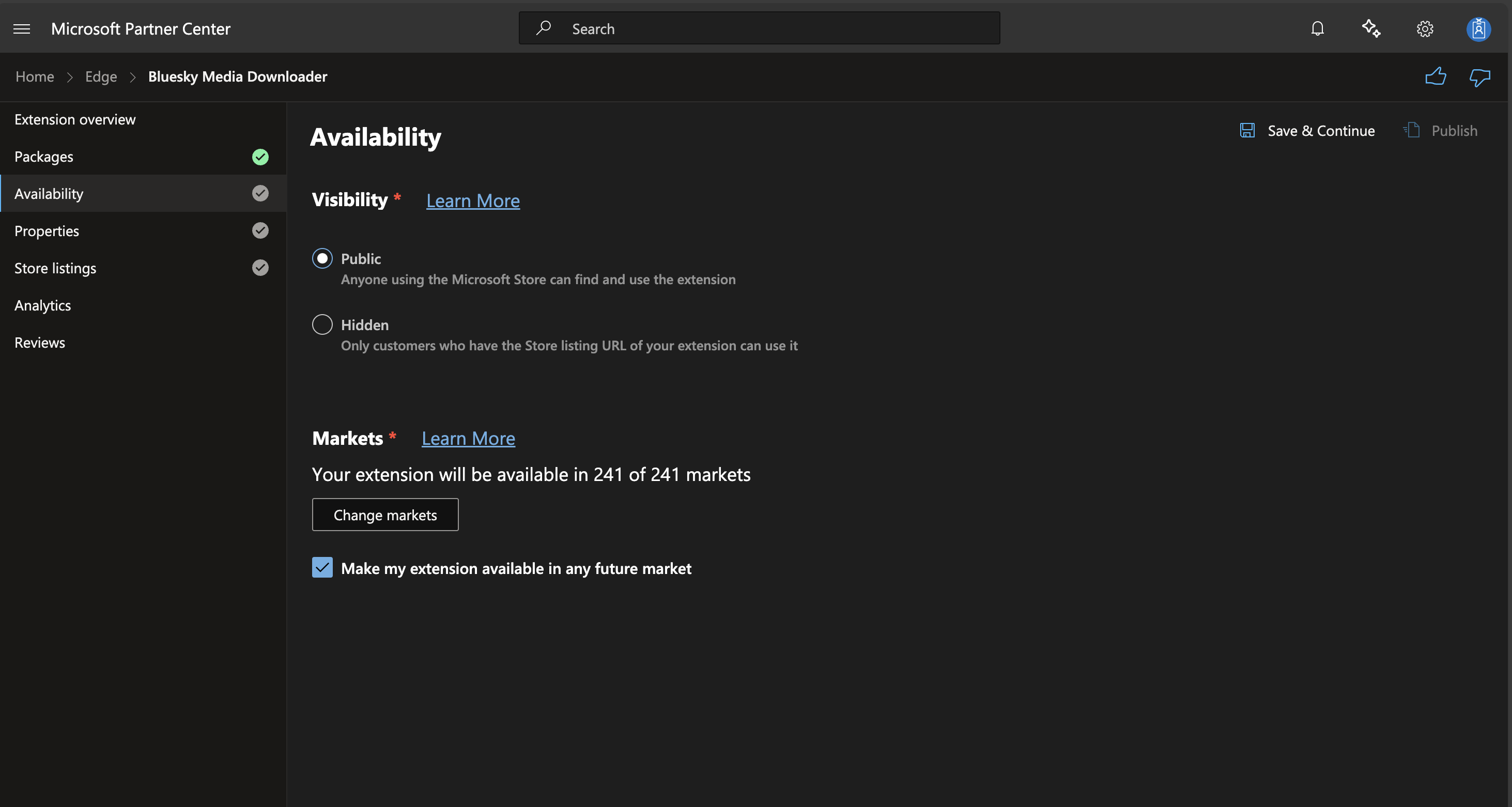 Availability settings