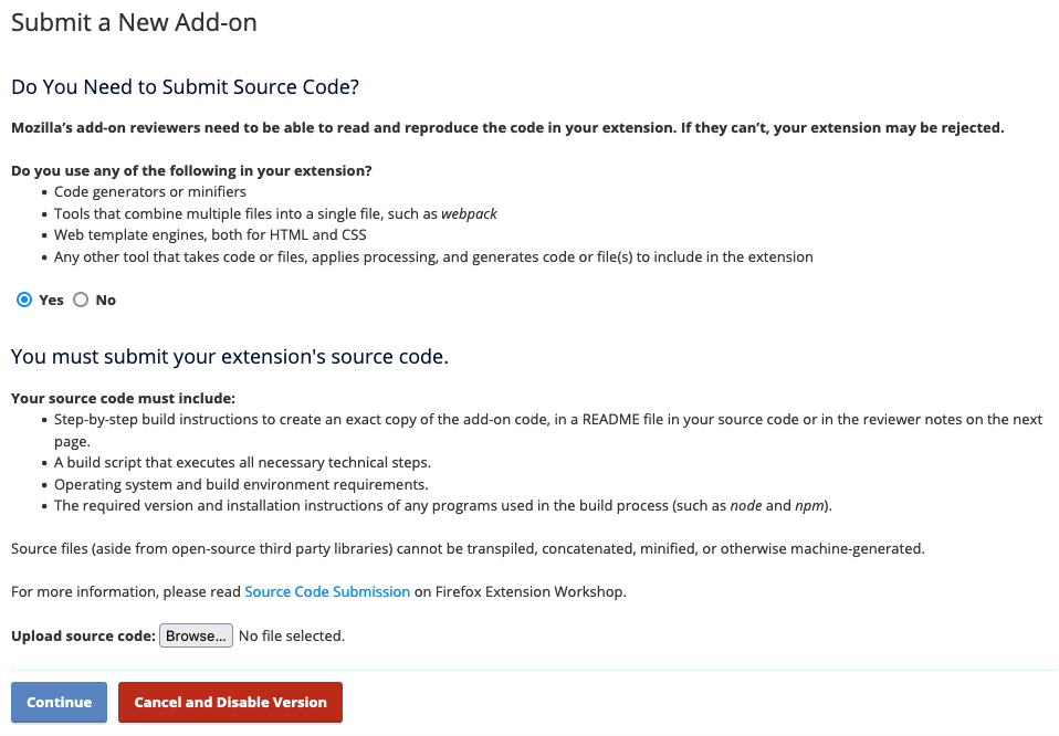 Source Code Submission Page