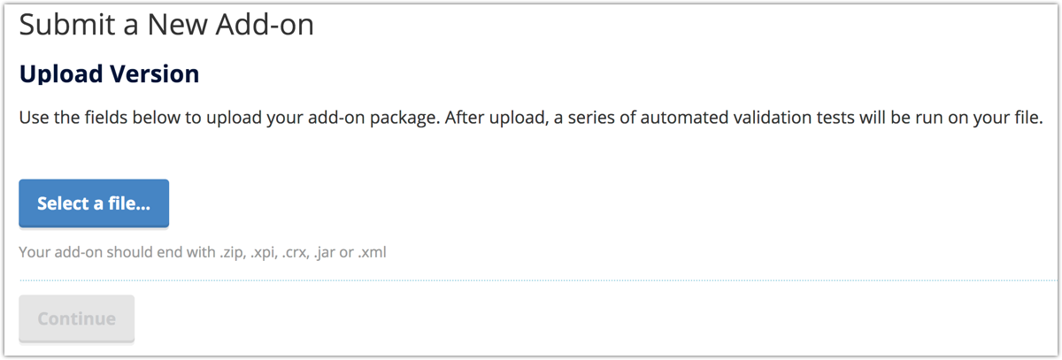 Submit New Add-on Page