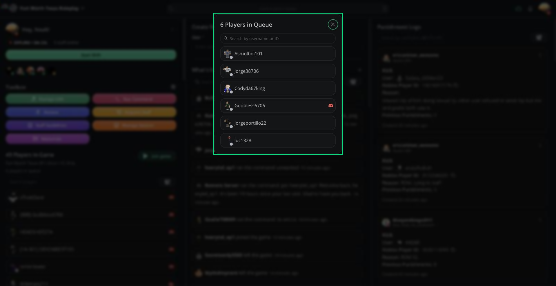 The Players in Queue window