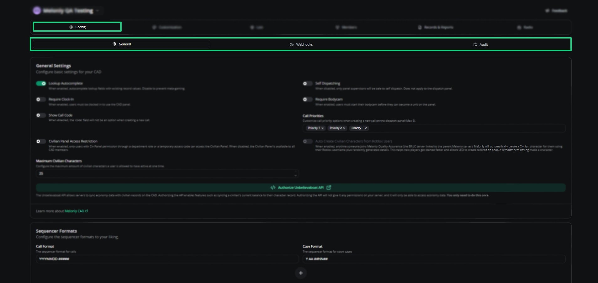 Melonly Dispatch Configuration - Melonly