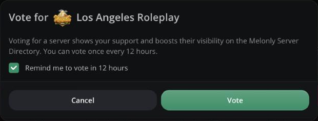 The Vote for window with the 12 hour reminder checkbox and the Vote button