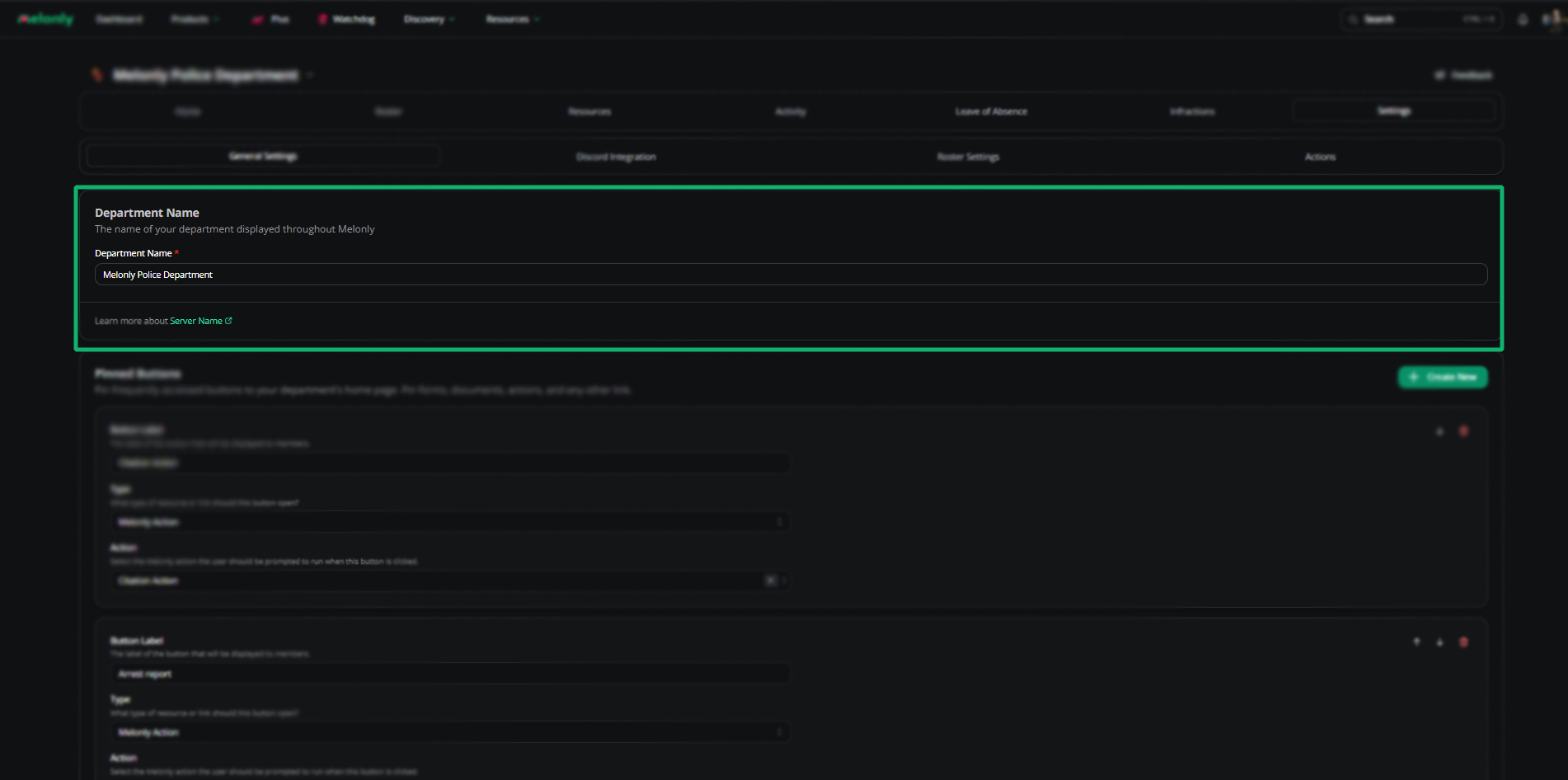 Department Name Example