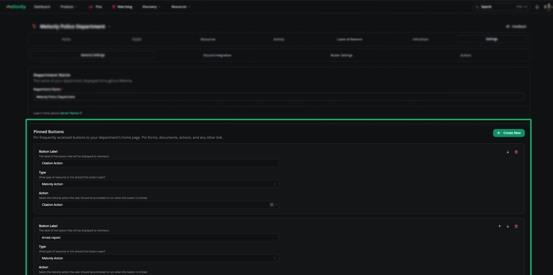 Pinned Buttons Example