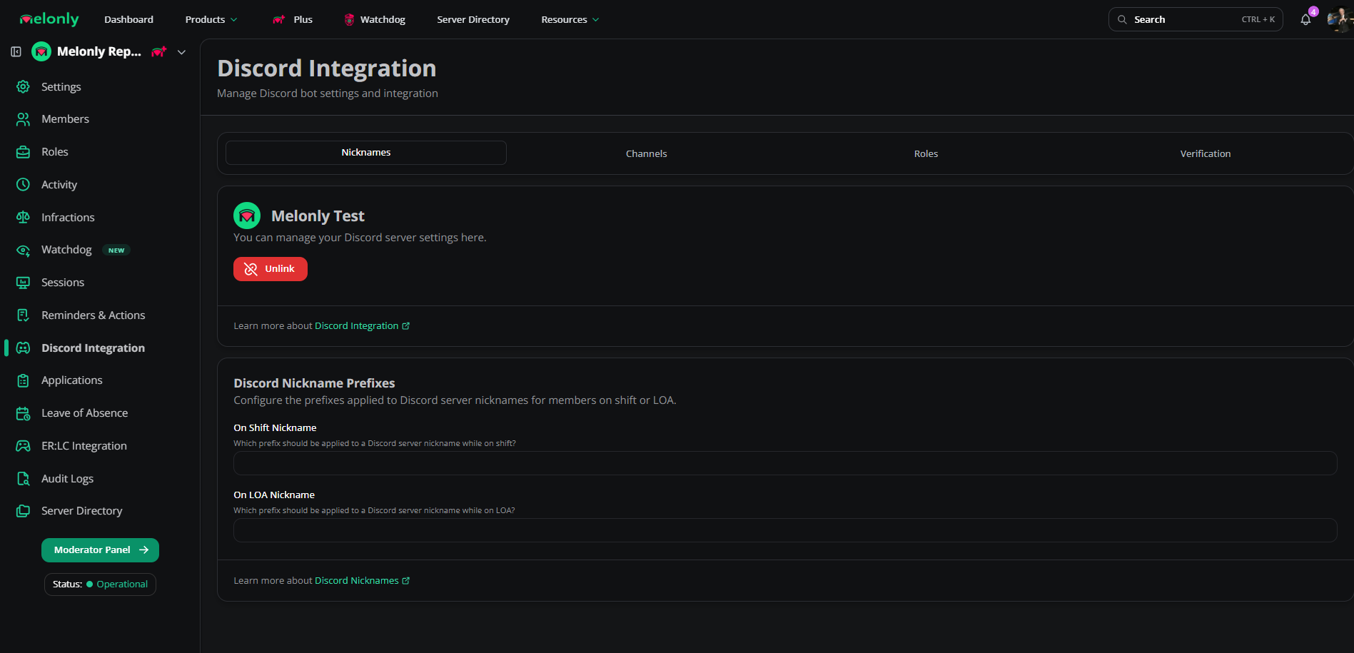 Discord Integration Page