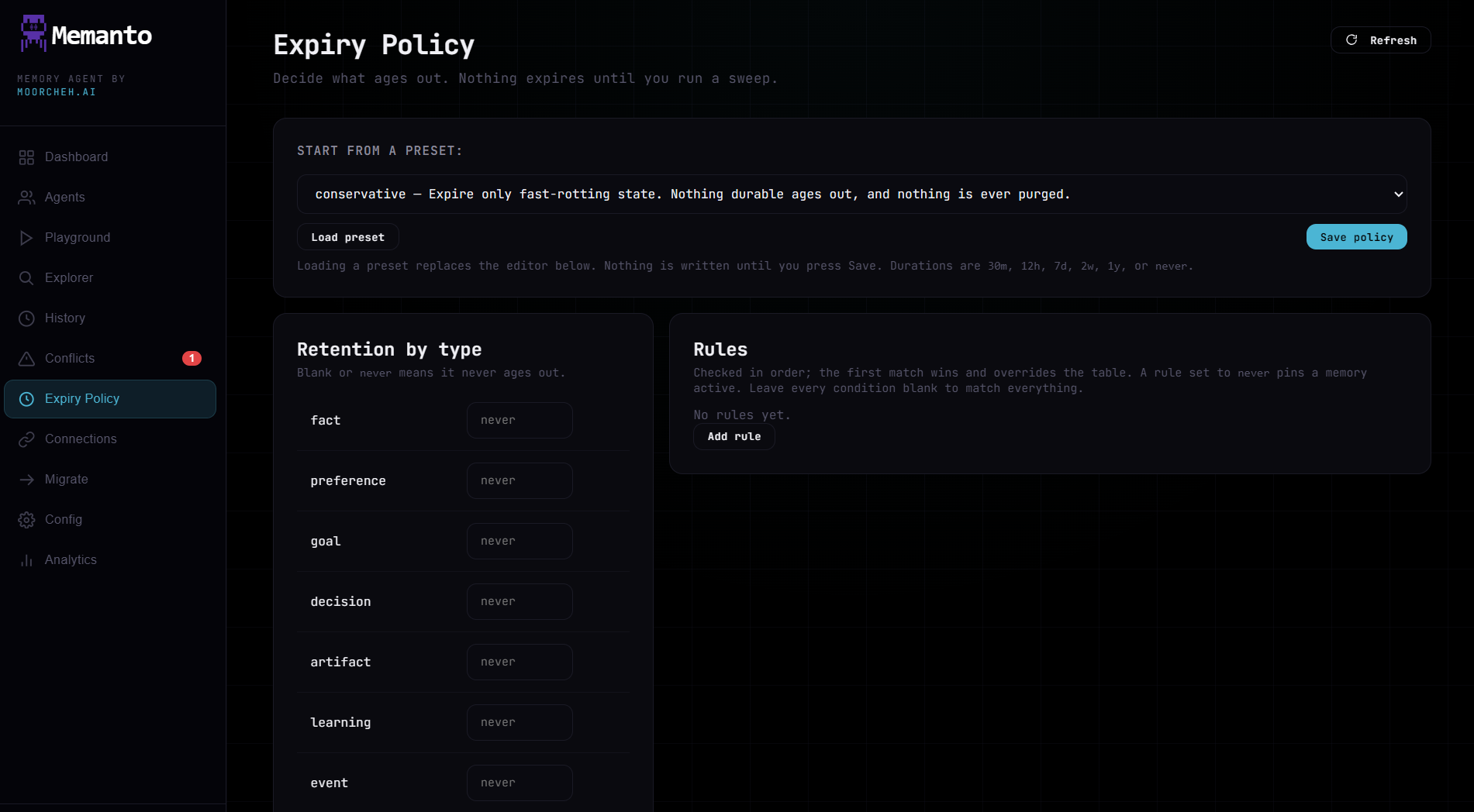Memanto expiry policy page