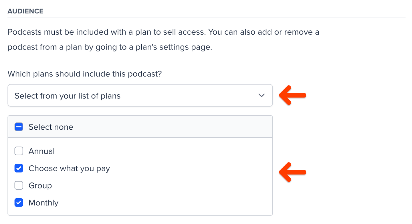 Add podcasts to plans