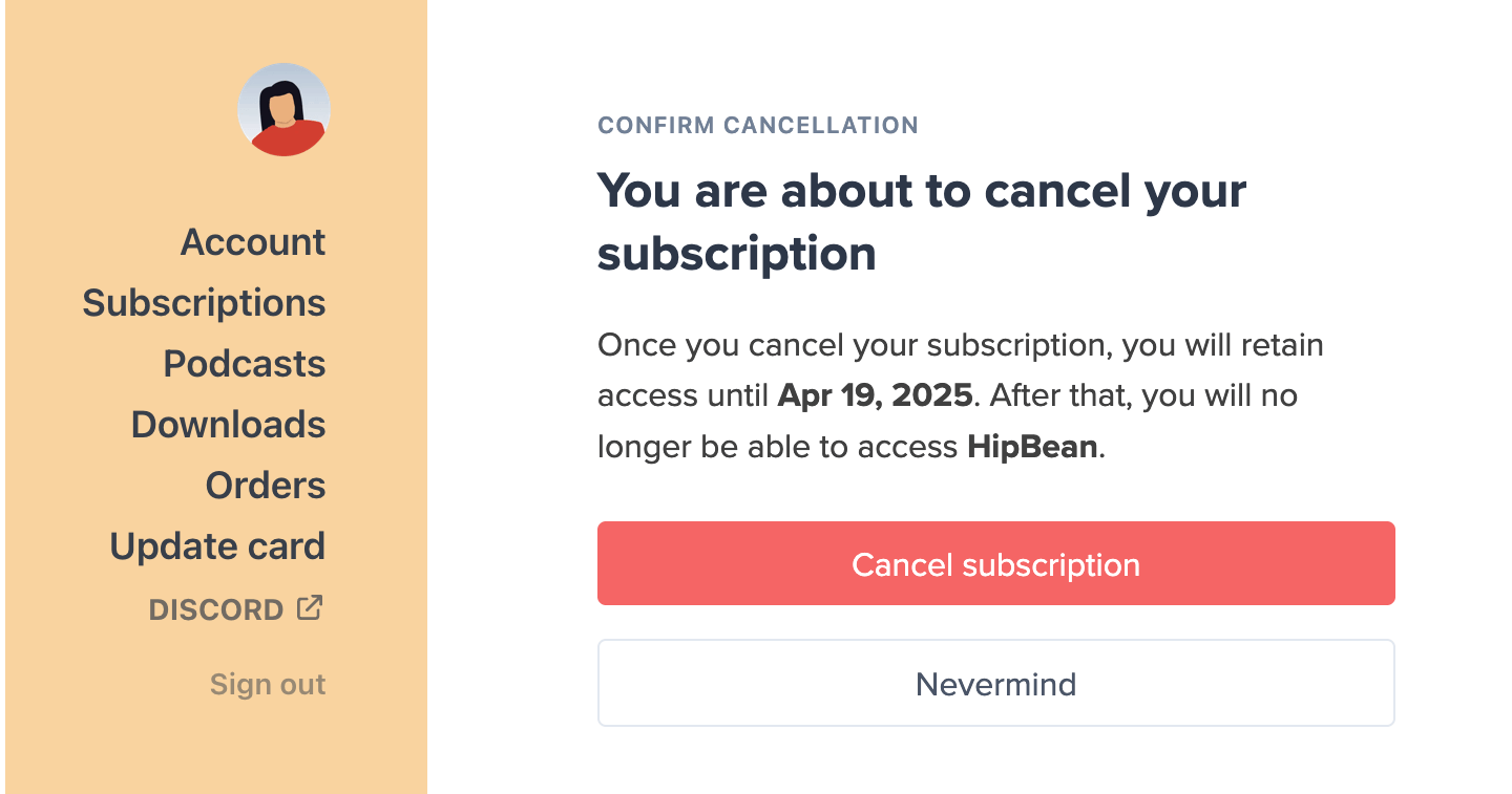 Confirm cancellation