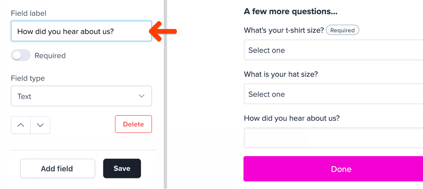Create a custom field label