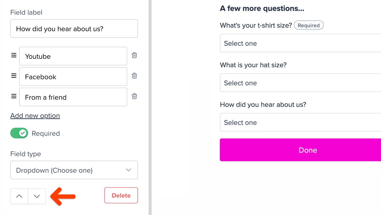 Reorder custom fields
