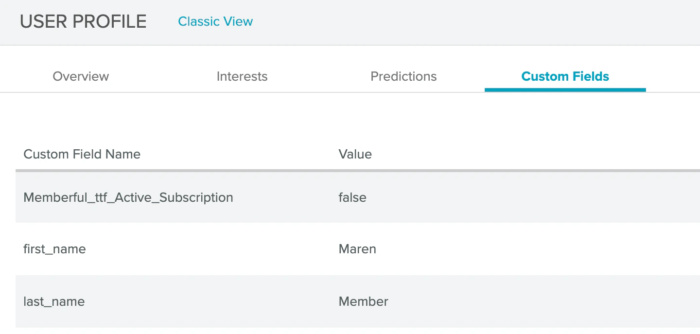 Subscriber's profile in Sailthru with custom fields