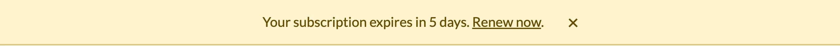 Expiring subscription banner