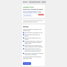 Memberful WP Plugin Settings
