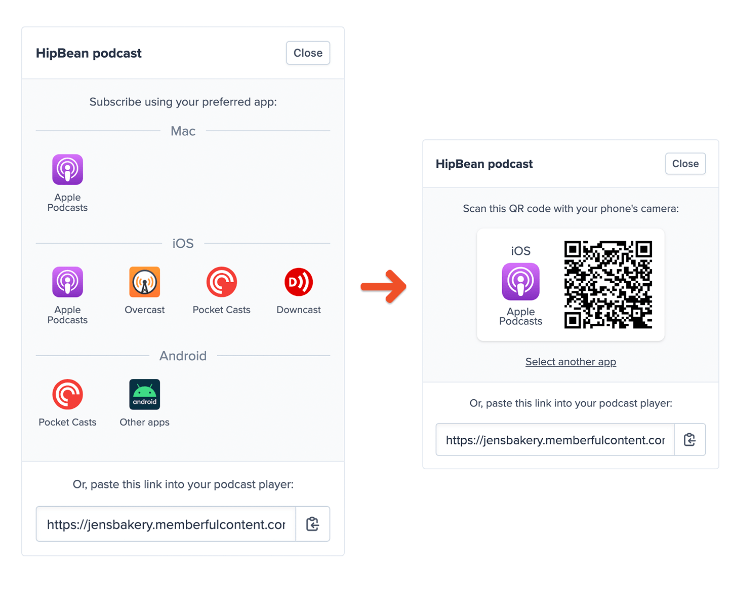 Subscribing to a podcast on a desktop