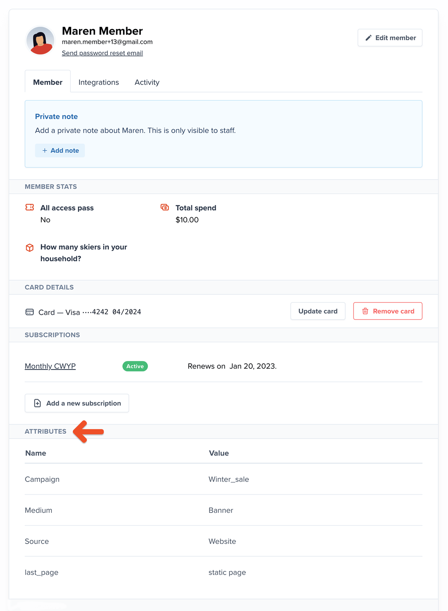 Set member attributes - Memberful