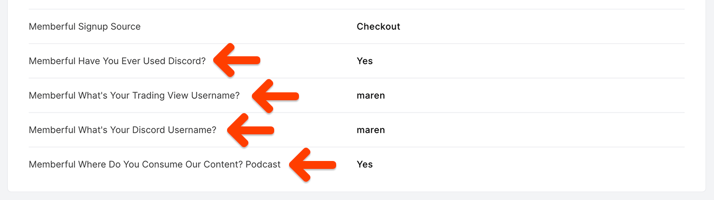 All answers show up as MailerLite subscriber fields