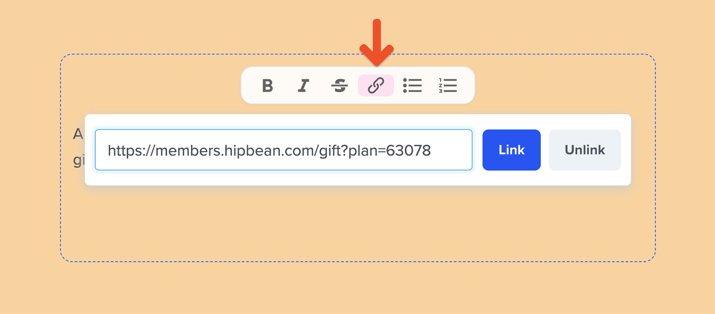 Add a gift link to the additional content
section