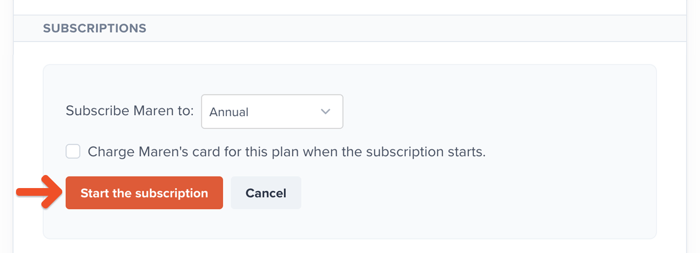 Start the subscription plan