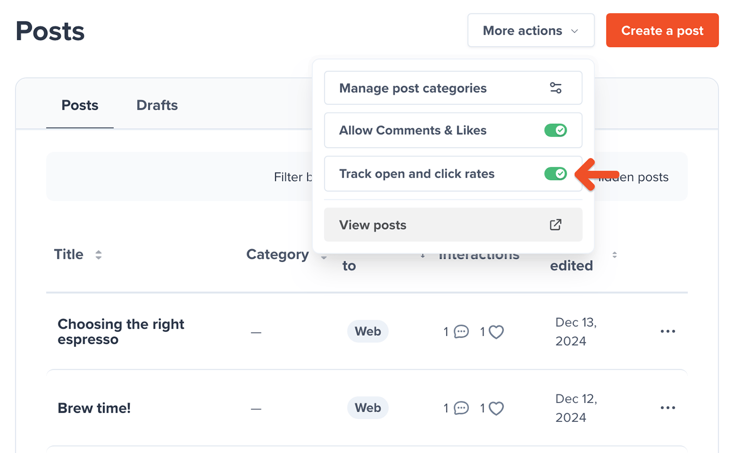 Enable email tracking