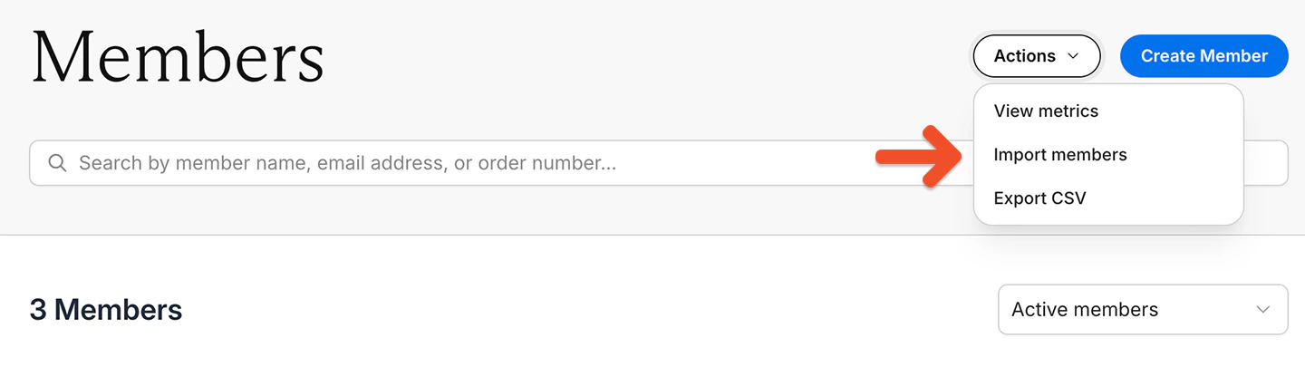 Click the Import members link