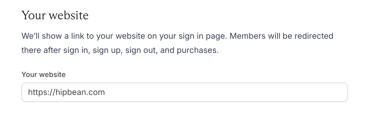 External website URL setting