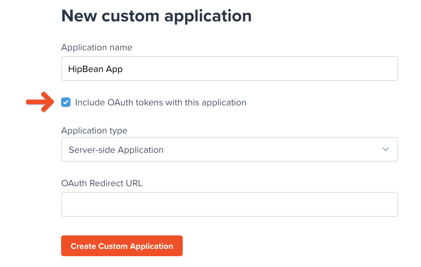 Include OAuth tokens with this application