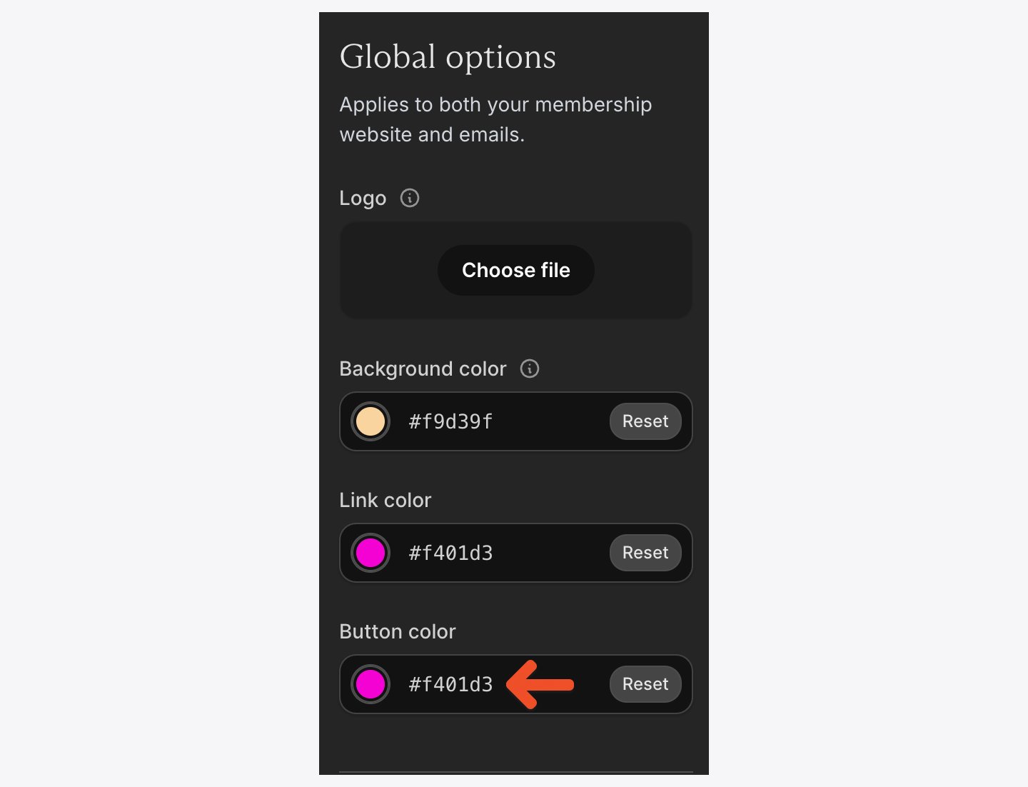 Configure the button color in the Branding settings