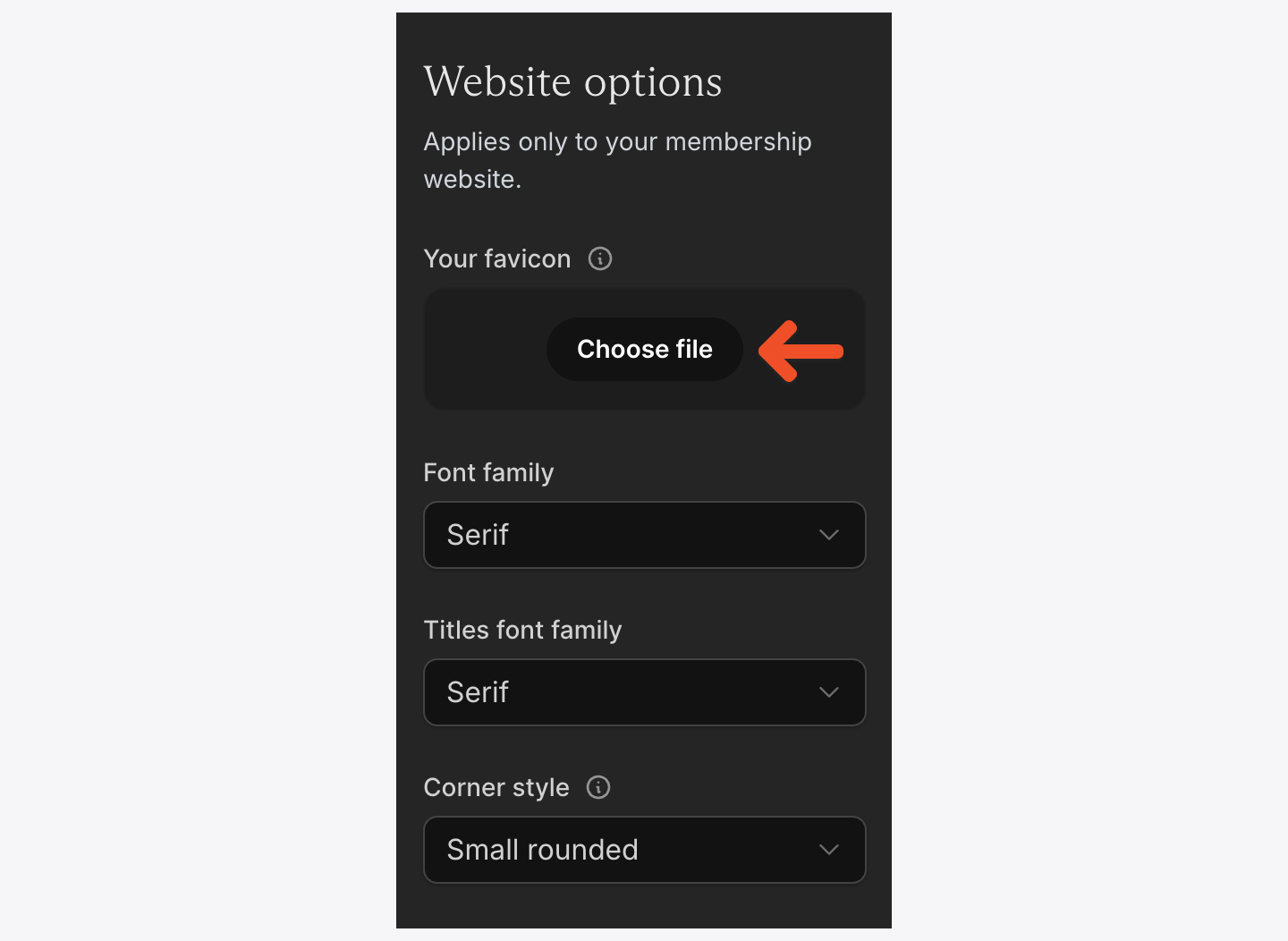 Choose a favicon image to upload