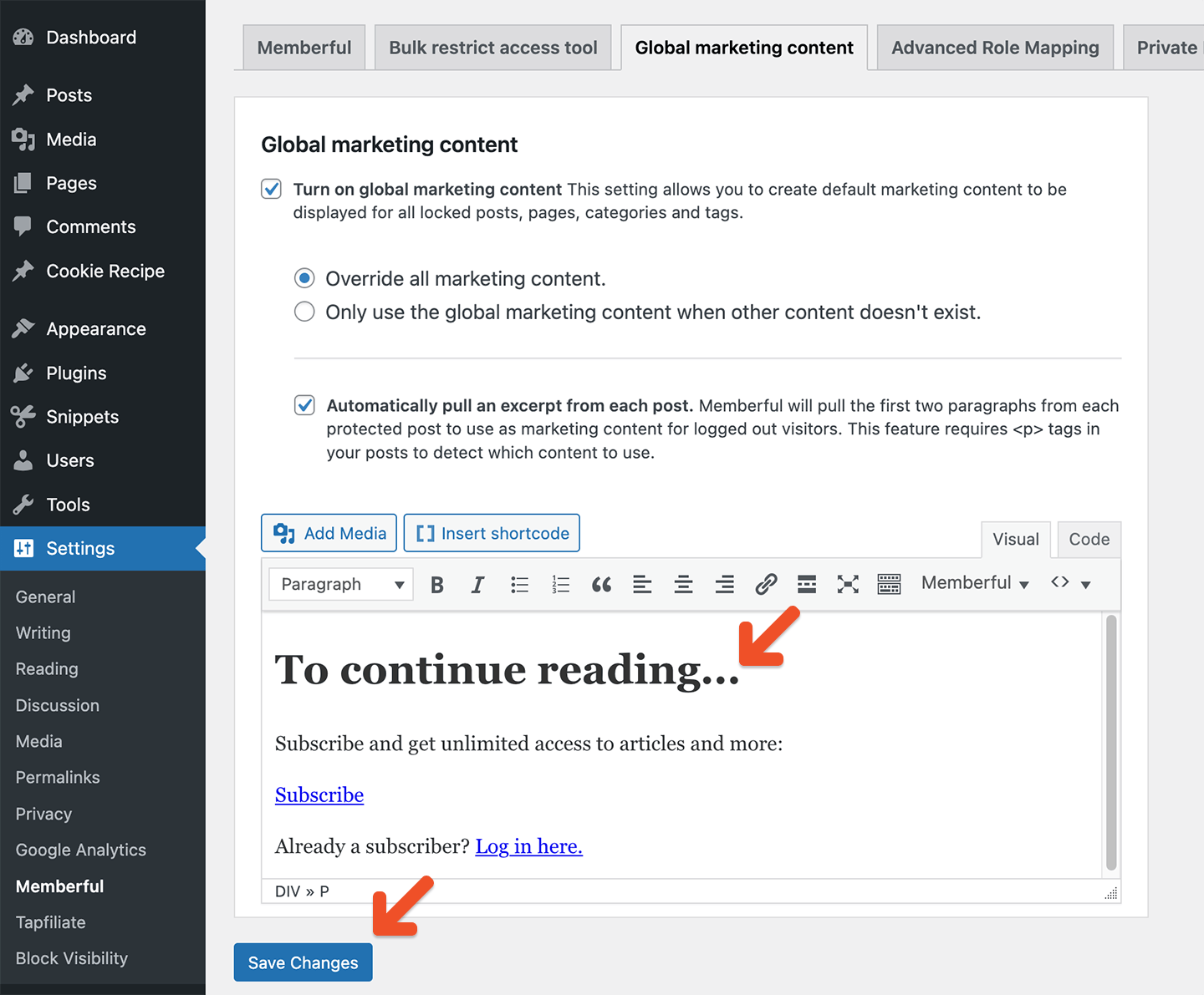 Global marketing content