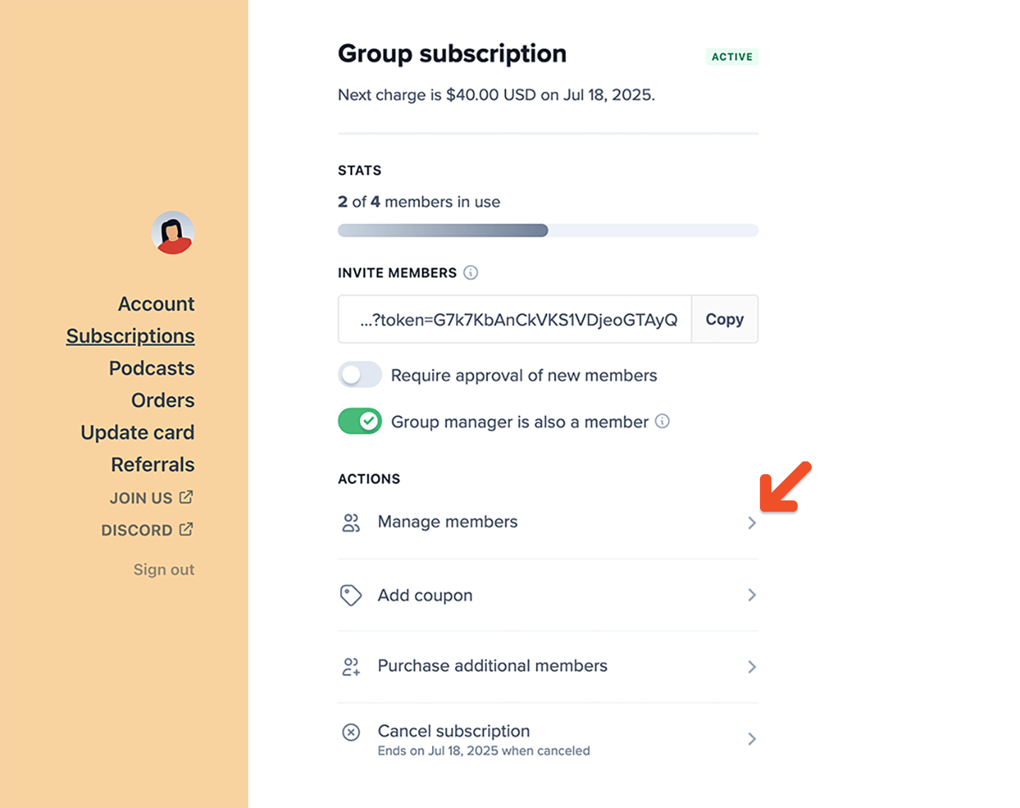 Group manager manage member