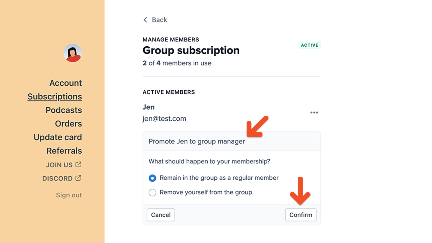 Group manager promotes member