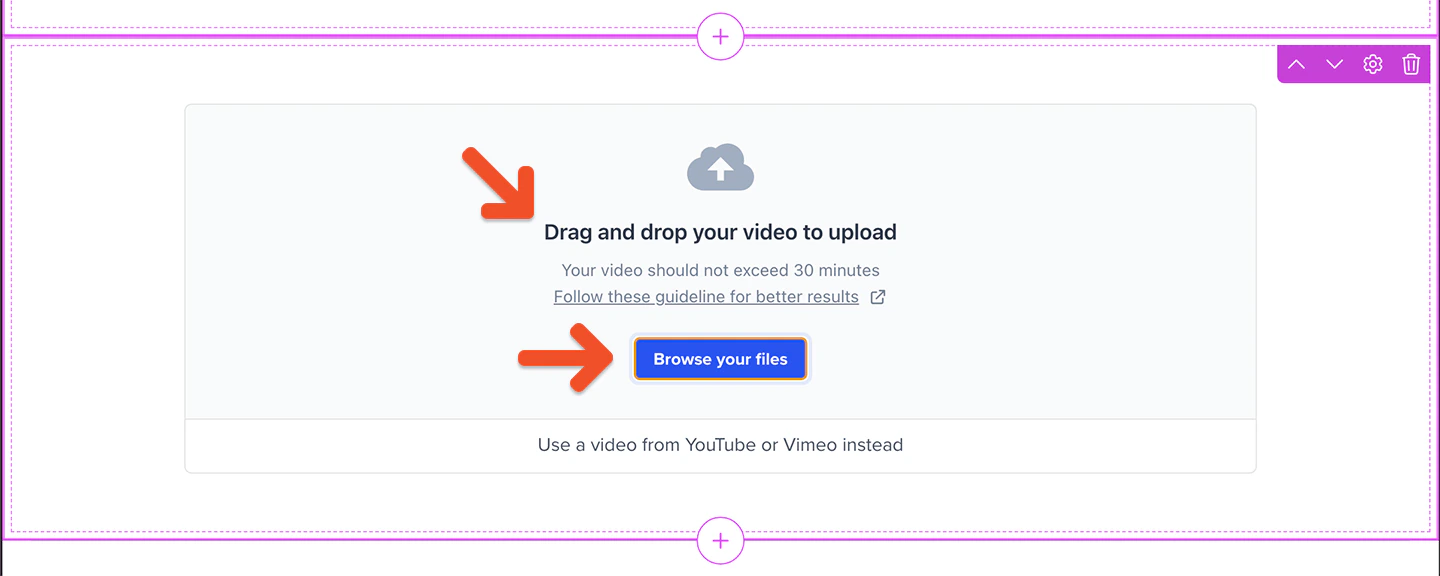 Video drag and drop