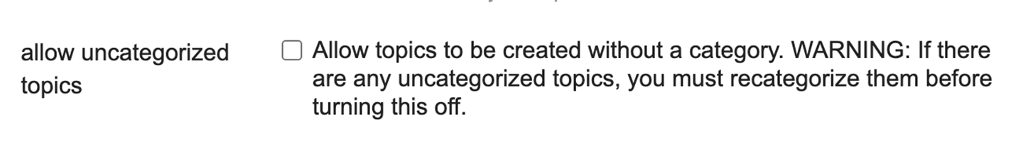Disabling posting to Uncategorized in Discourse
