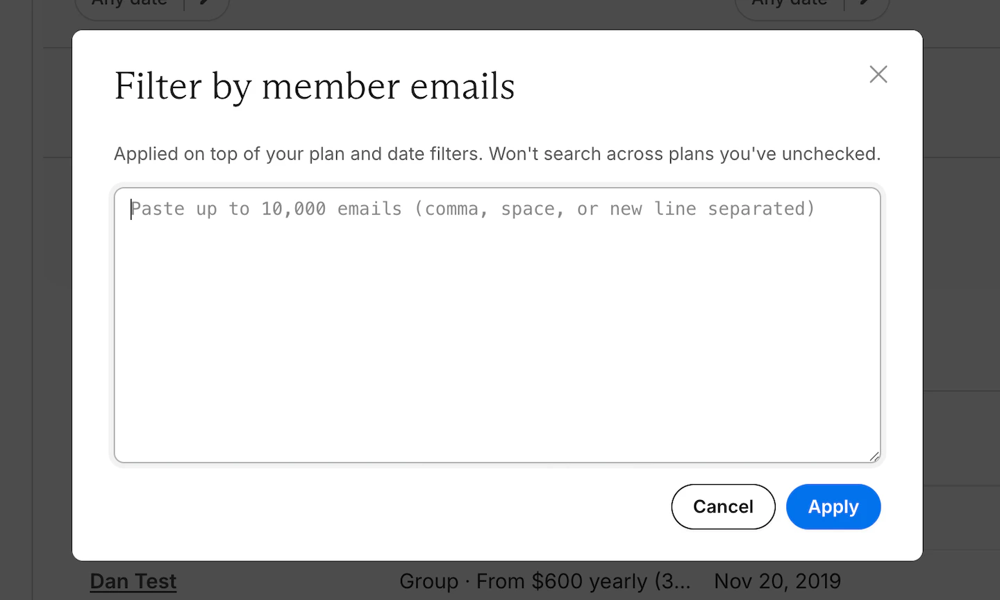 Filter By Member Emails