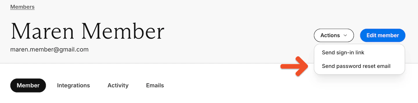 Send password reset email