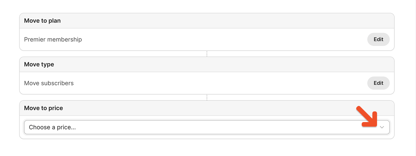 Move subscribers menu option