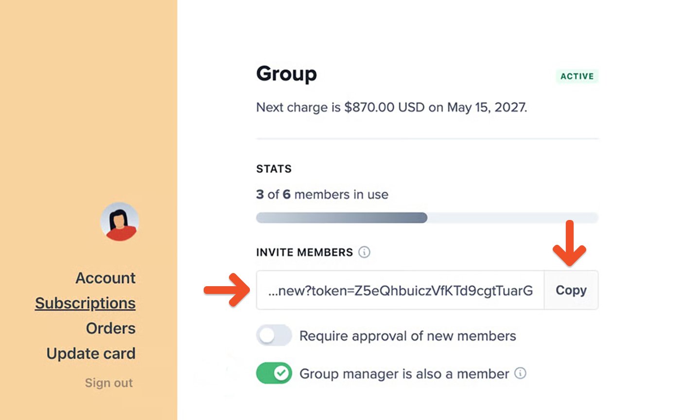 Share invite link
