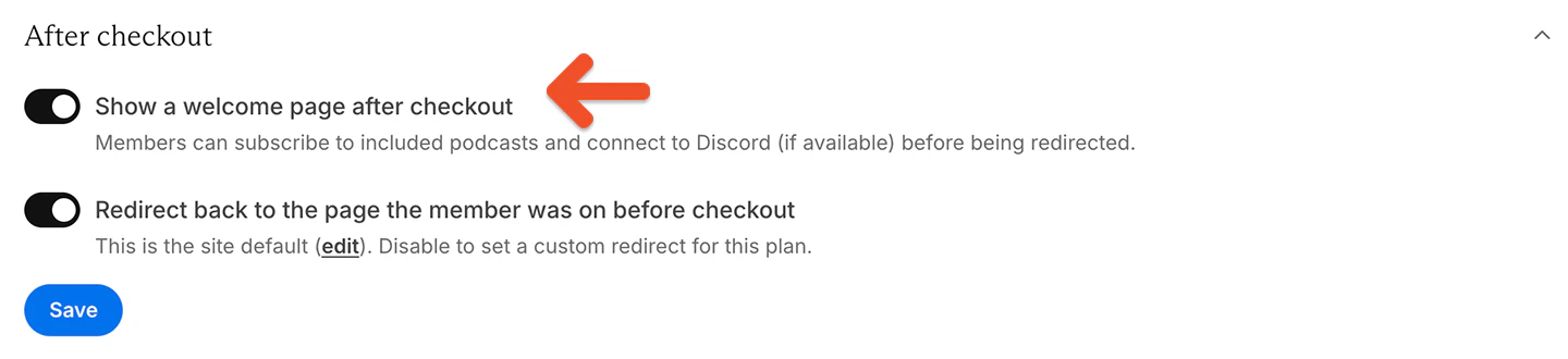 Redirect to the benefits and content page