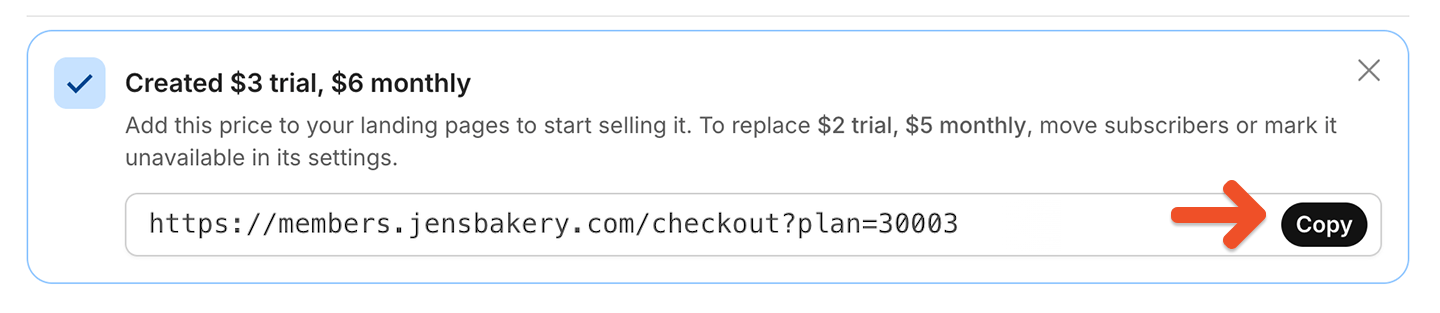 Copy Checkout Link