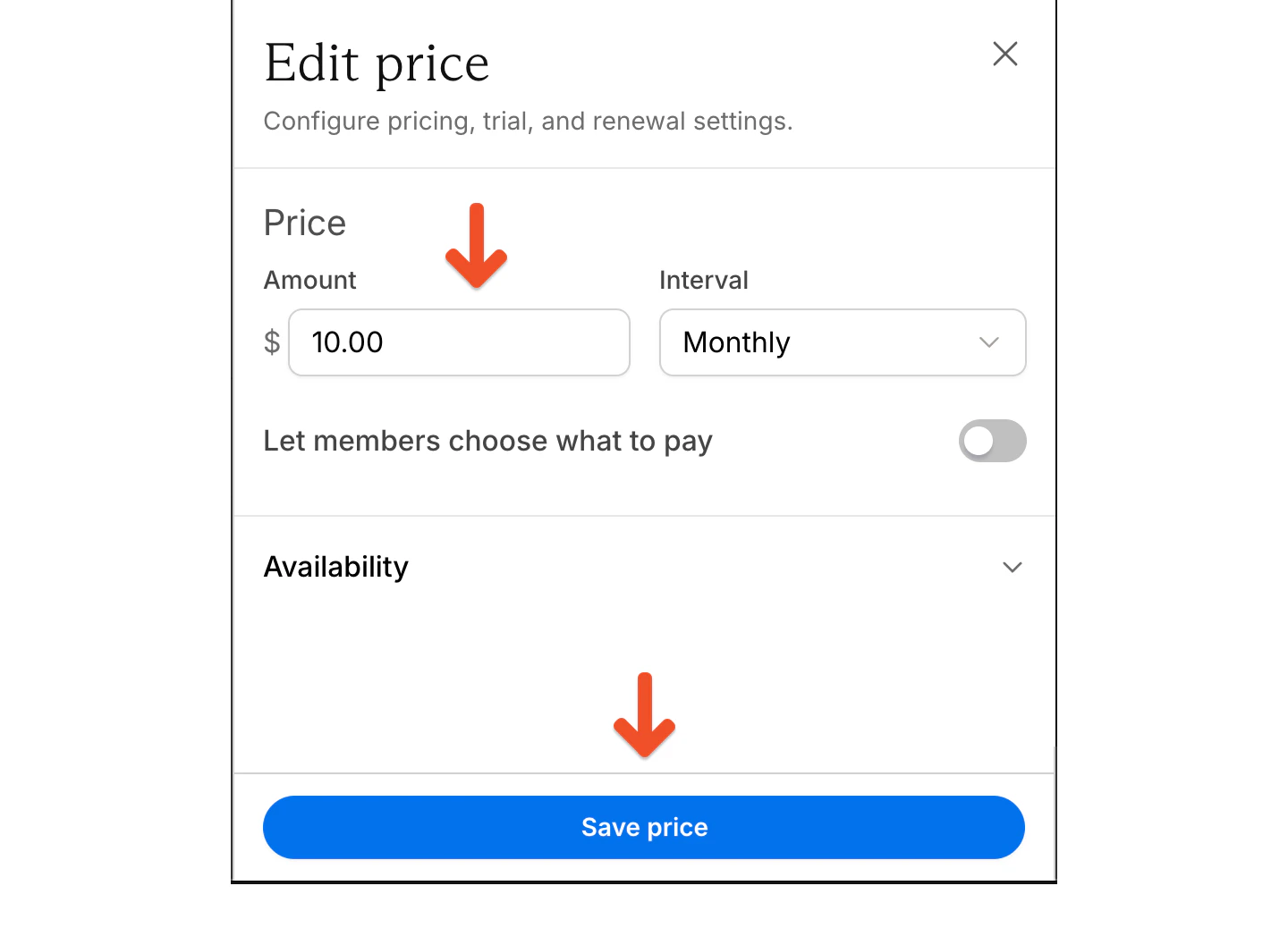 Change price for all