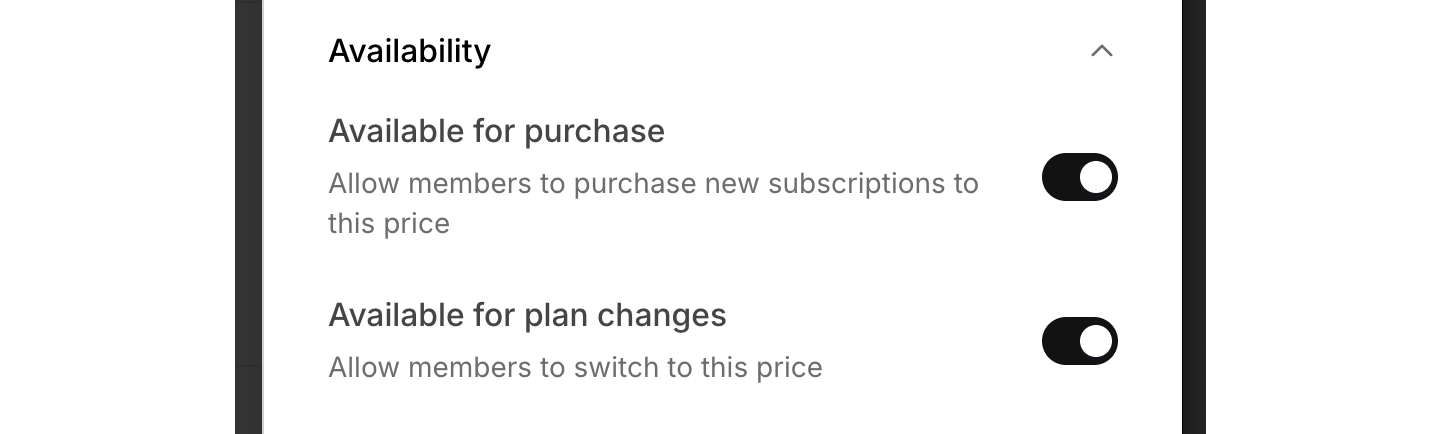 Availability settings