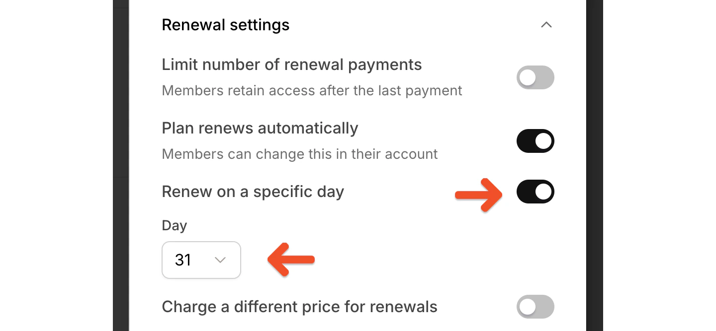 Renew on a specific day