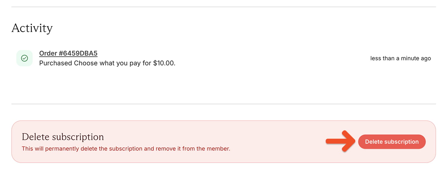 Delete subscription