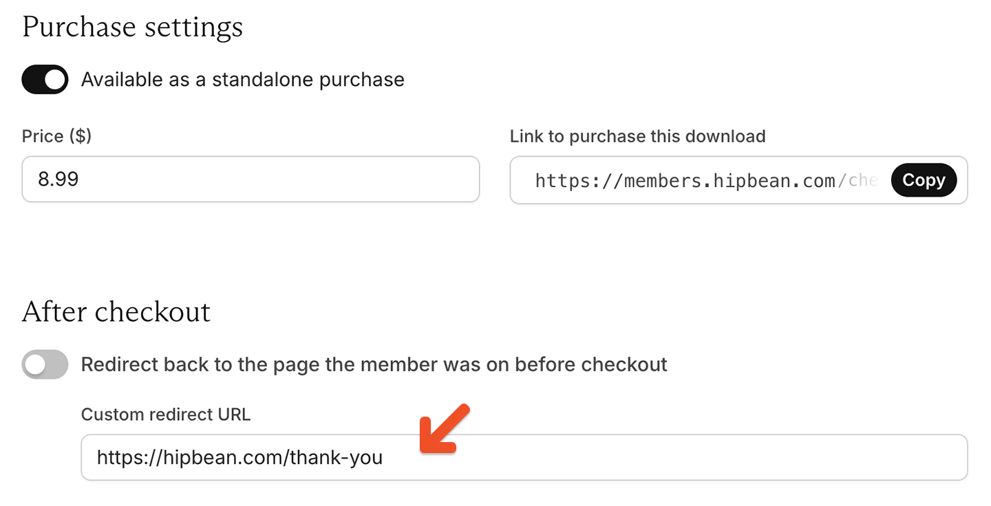 Download redirect url