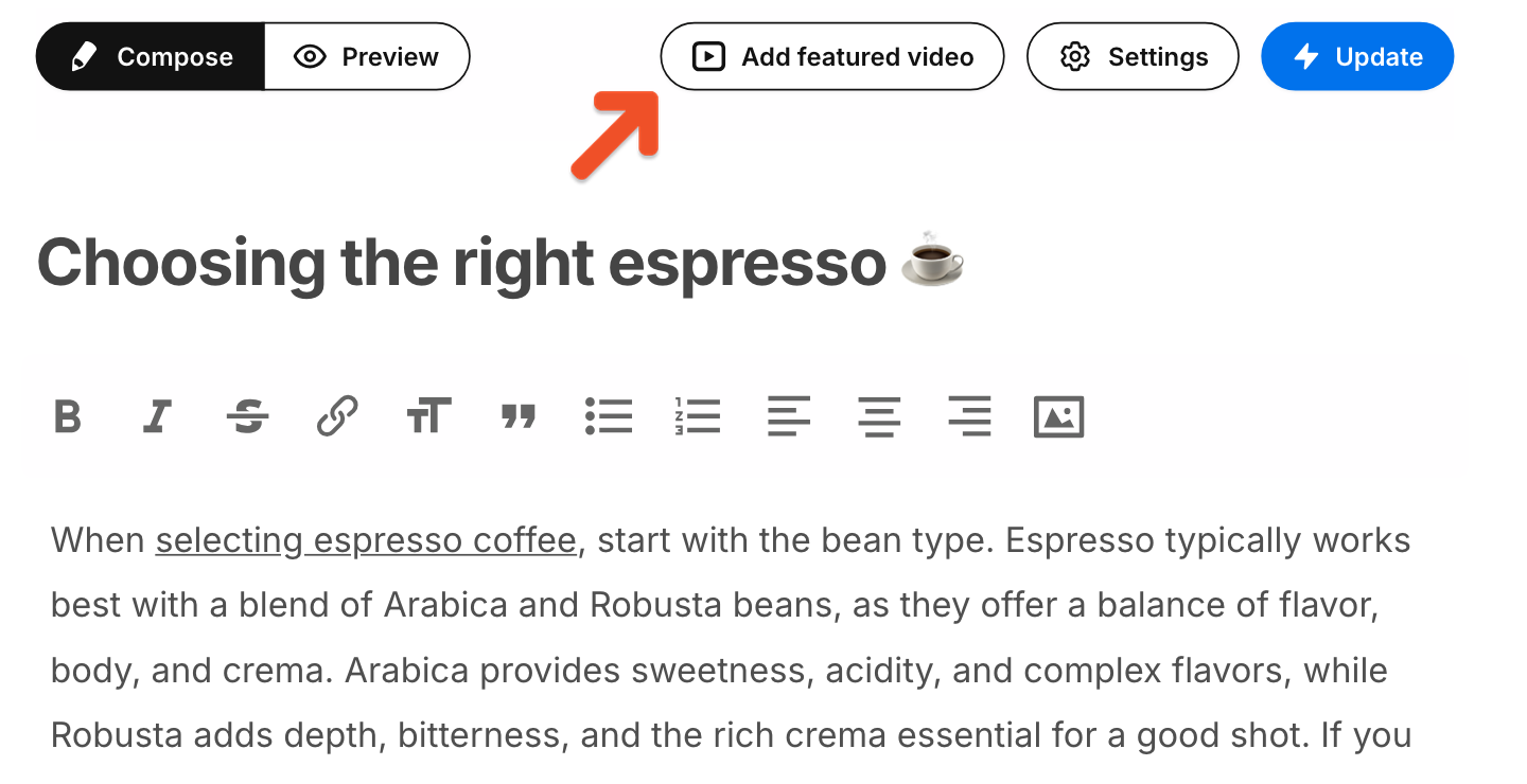 Add featured video
