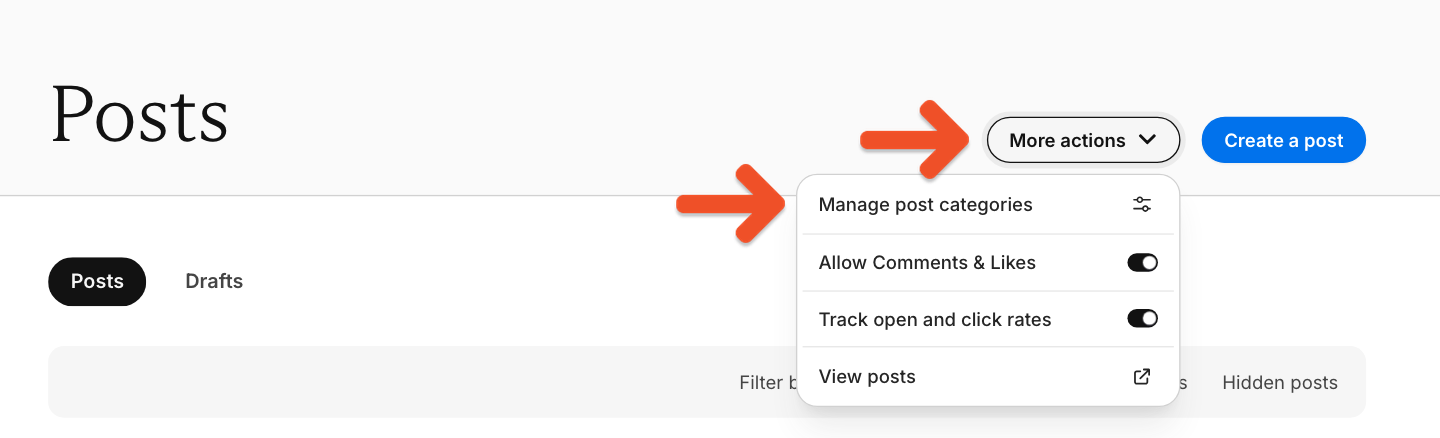 Manage post categories
