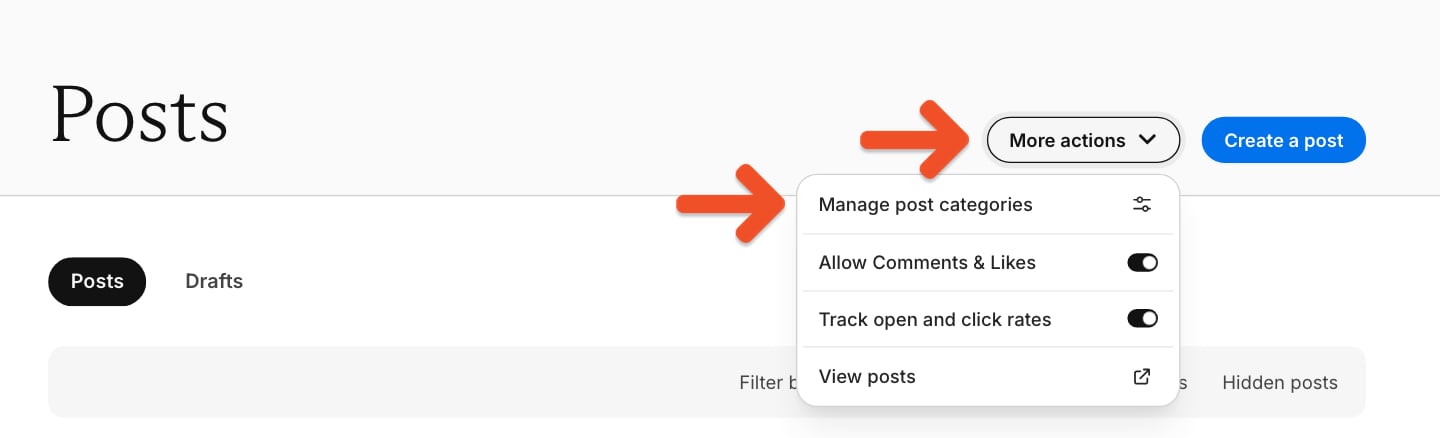 Manage post categories