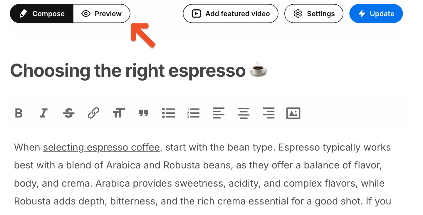 Preview button