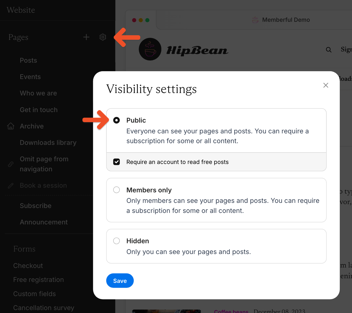 Public Visibility Setting