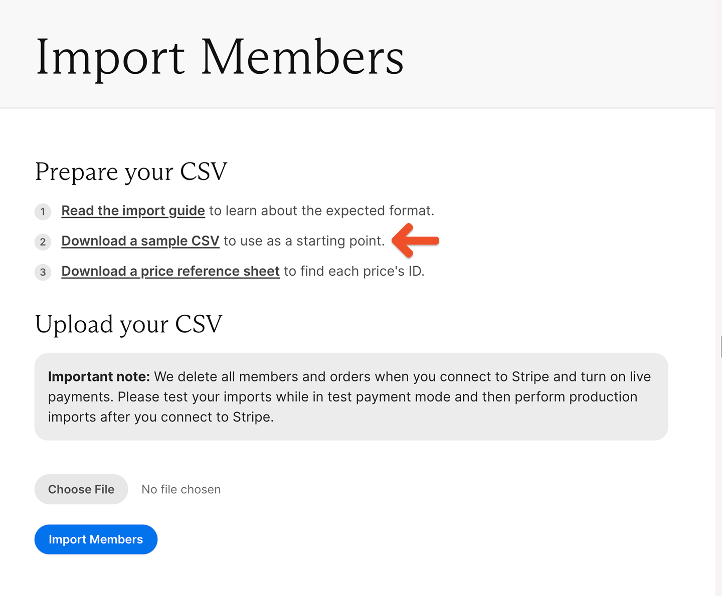 Click the Import members link